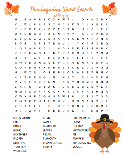 [2024] Totally Free Printable Thanksgiving Word Search in PDF